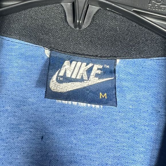VTG NIKE Spell Out Swoosh Track Jacket Men’s Medium Blue Sweatshirt 80s Blue Tag - Picture 8 of 10